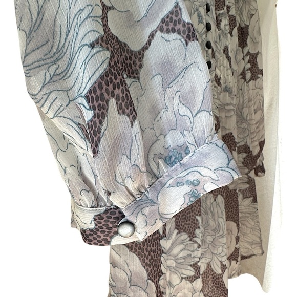 BANANA REPUBLIC | NWOT FLORAL RUFFLE PLEATED TUNIC TOP SPLIT FRONT | SMALL - Picture 5 of 9